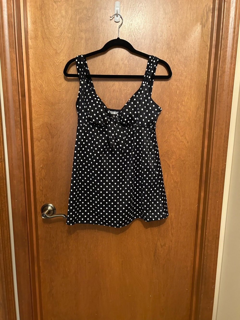 2 for 1 deal* Croft & Barrow Black Polka Dot one piece swim suit dress size 12